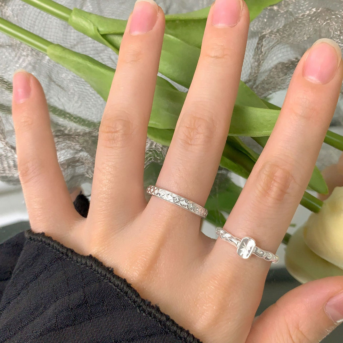 Casual Irregular Shining Starburst 925 Sterling Silver Adjustable Ring