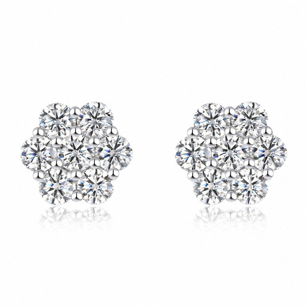 Niche Floral-Shaped Moissanite Design 925 Sterling Silver Stud Earrings