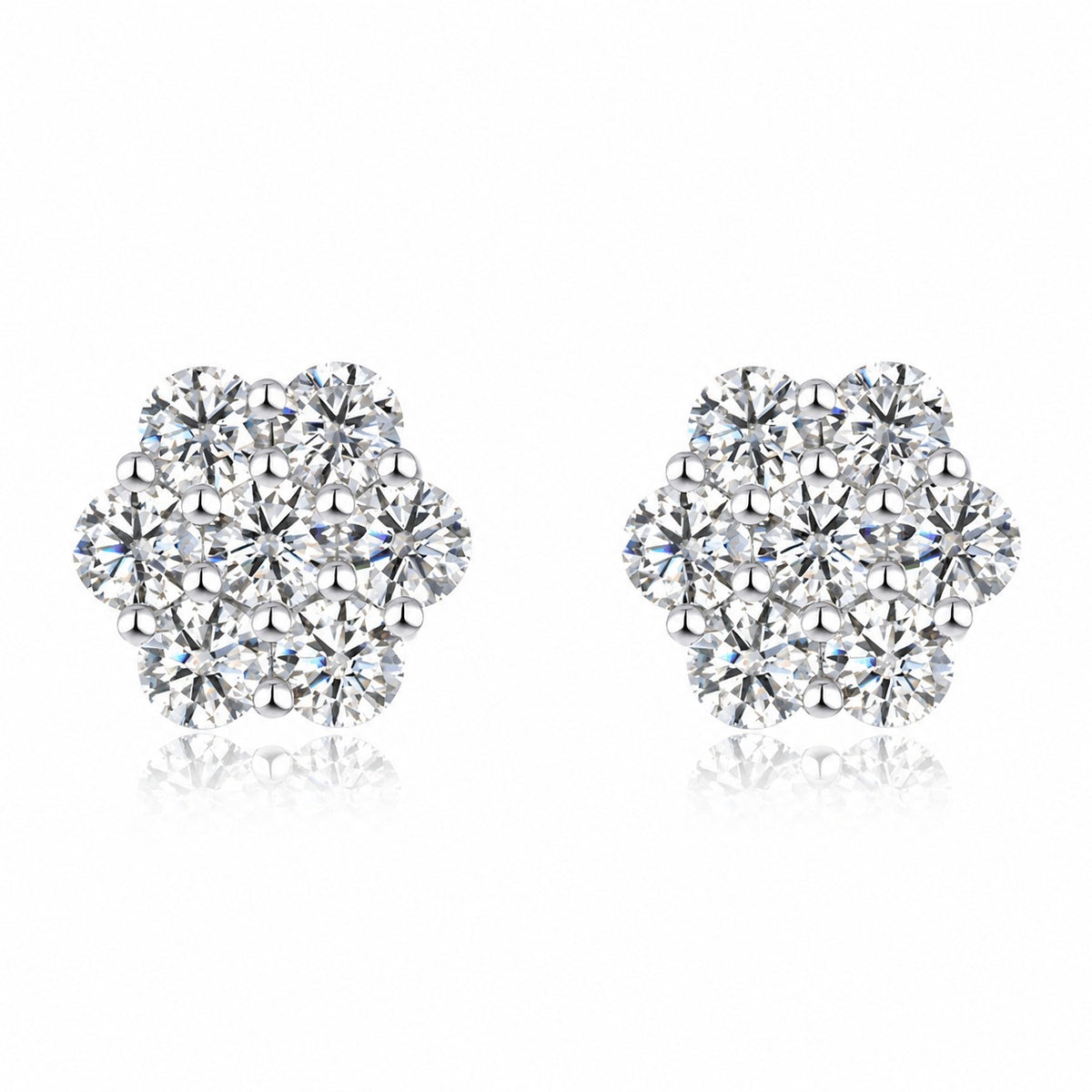 Niche Floral-Shaped Moissanite Design 925 Sterling Silver Stud Earrings