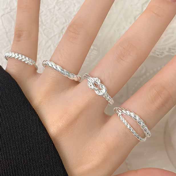 Lady Irregular Twisted 925 Sterling Silver Adjustable Ring