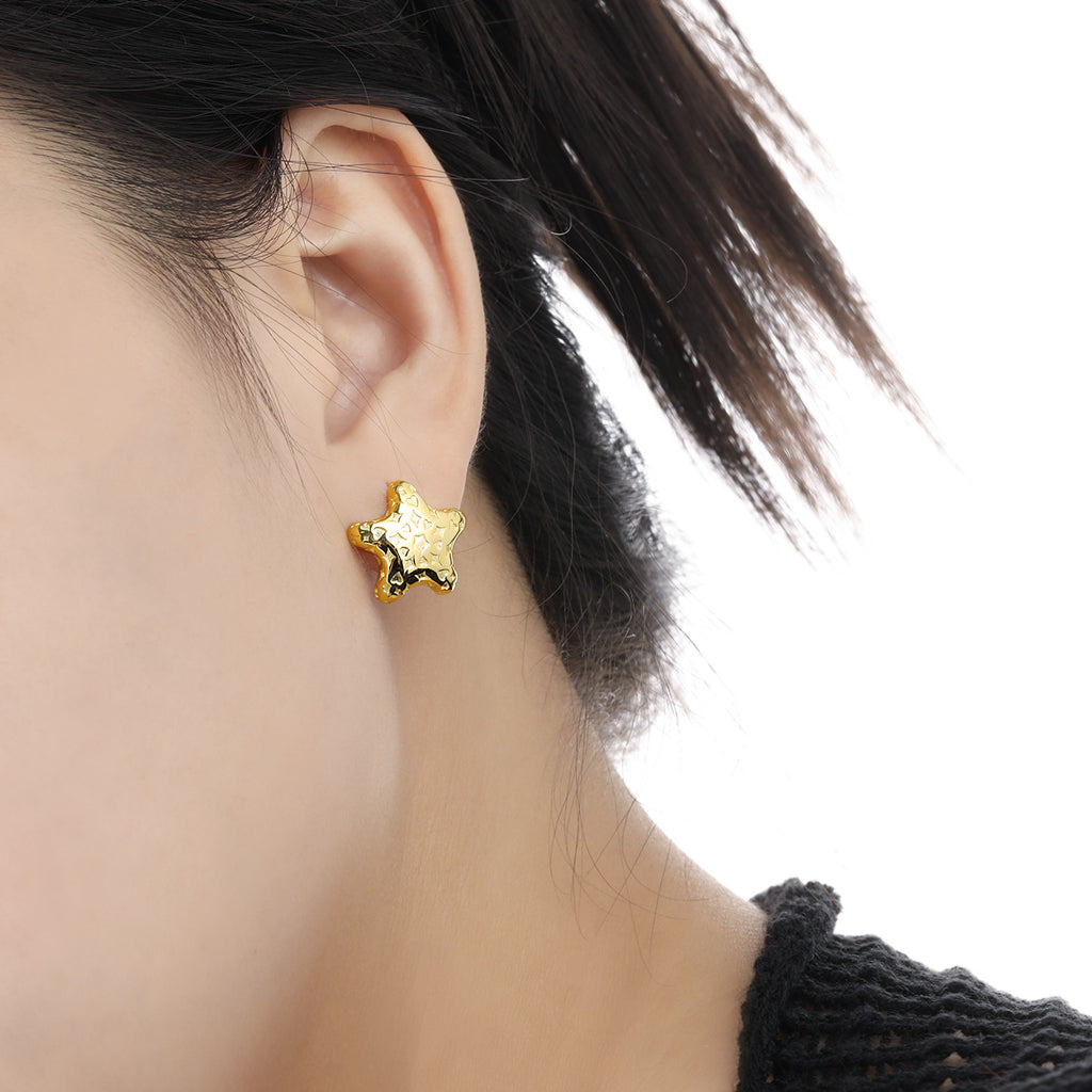 Women Starfish Pattern Sweet Cool Style S925 Sterling Silver Stud Earrings