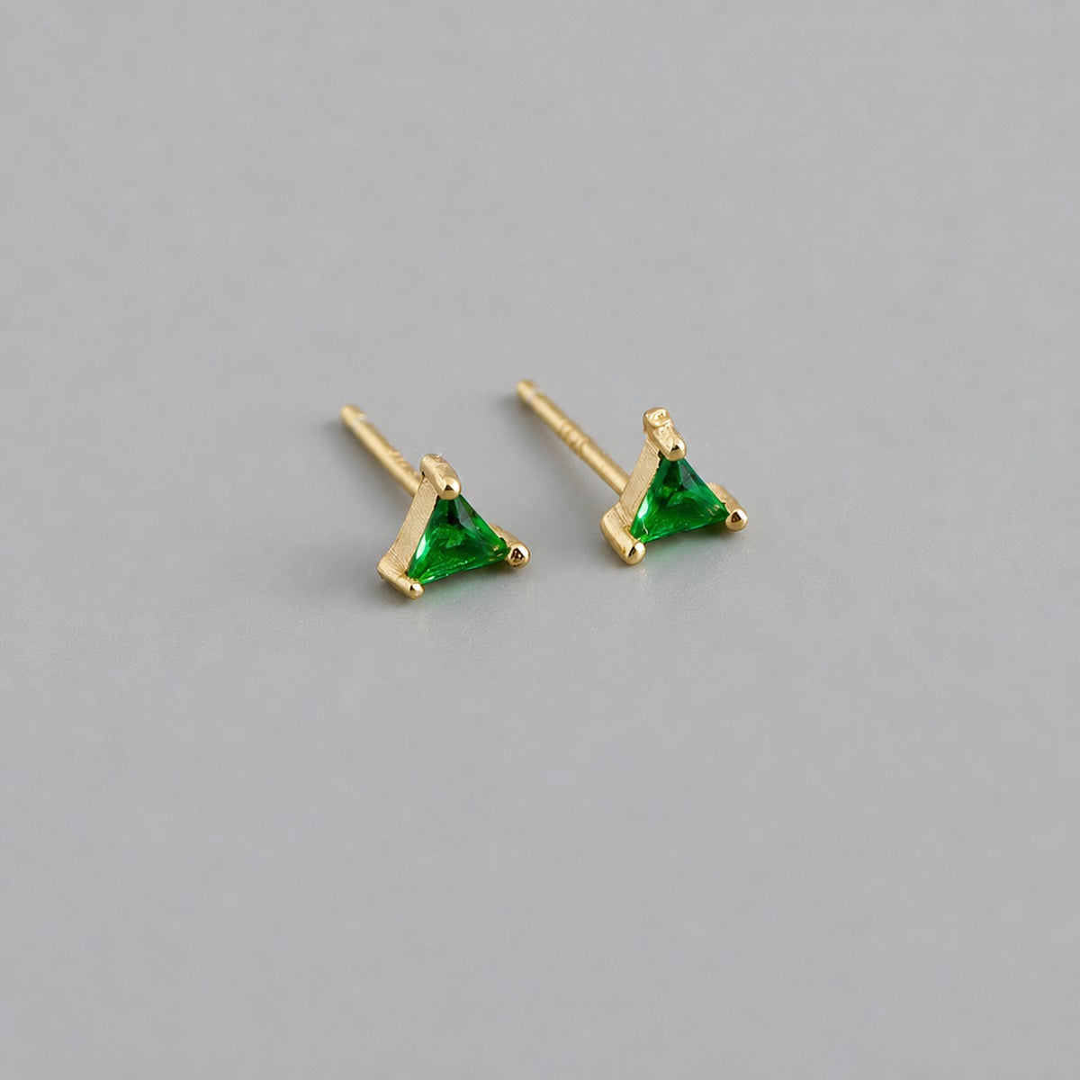 Fashion Jewelry Mini Geometric Triangle Zirconia 925 Sterling Silver Stud Earrings