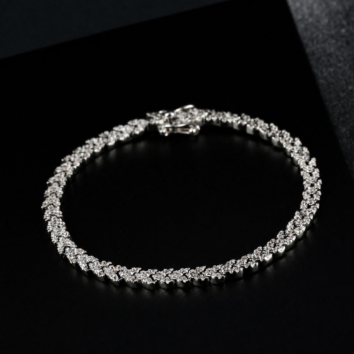 Pulsera versátil de plata de ley 925 con espiga de trigo y diamante de alto carbono