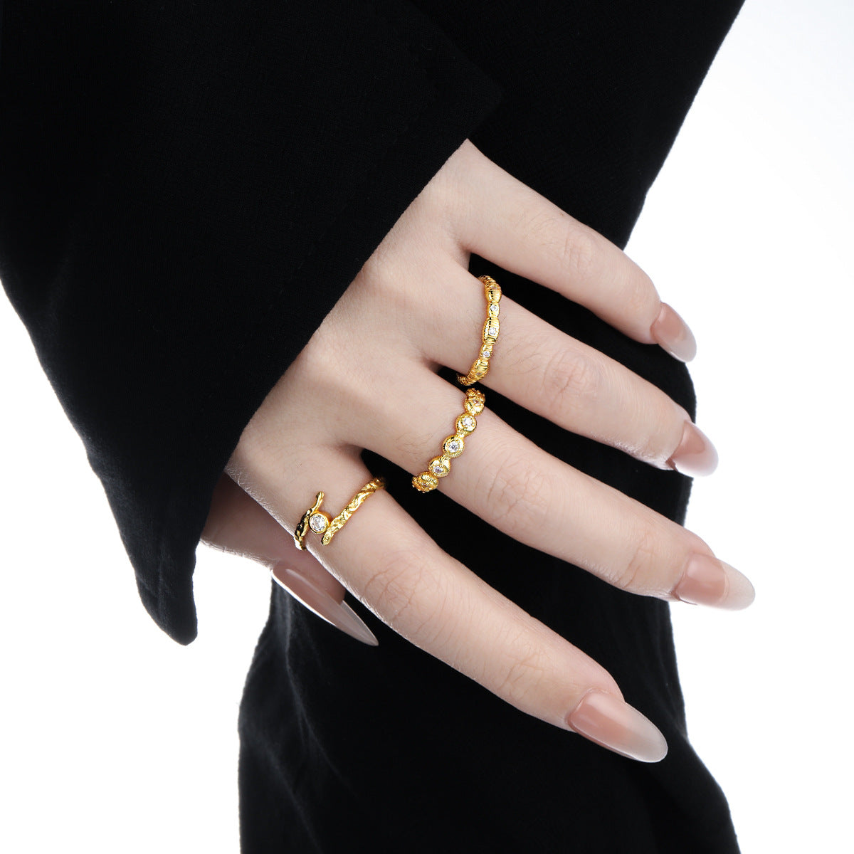 Women Fashion Round CZ Bubbles 925 Sterling Silver Ring
