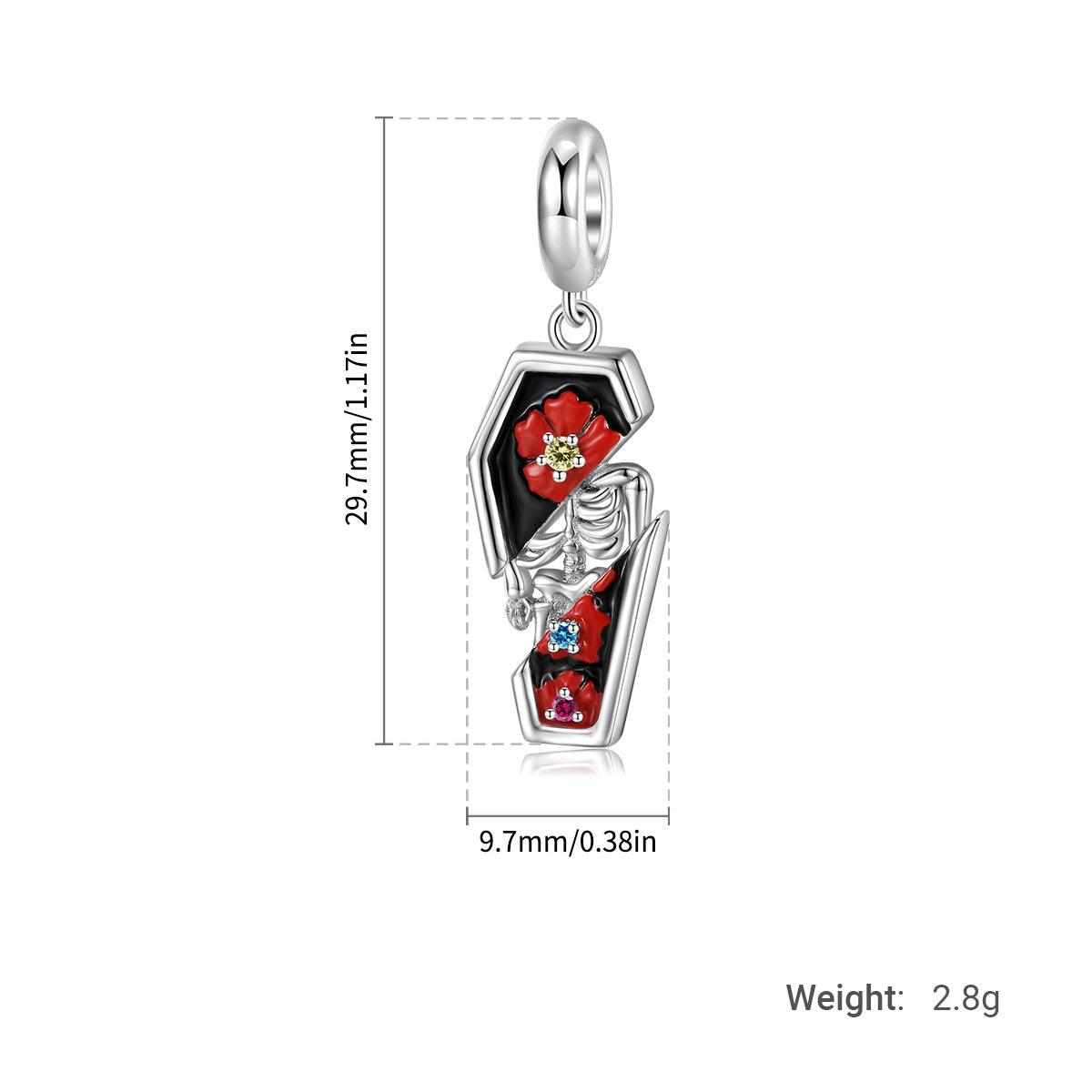 Gothic Coffin Punk Style S925 Sterling Silver DIY Bracelet Jewelry Accessories  Dark Aesthetic Design Charm