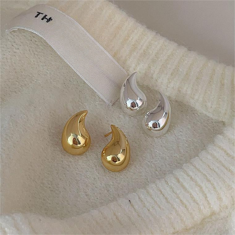 Elegant Water Drop Geometric Design 925 Sterling Silver Stud Earrings for Women Korean Style 2022 Fashion Jewelry with Gold and Silver Finish
