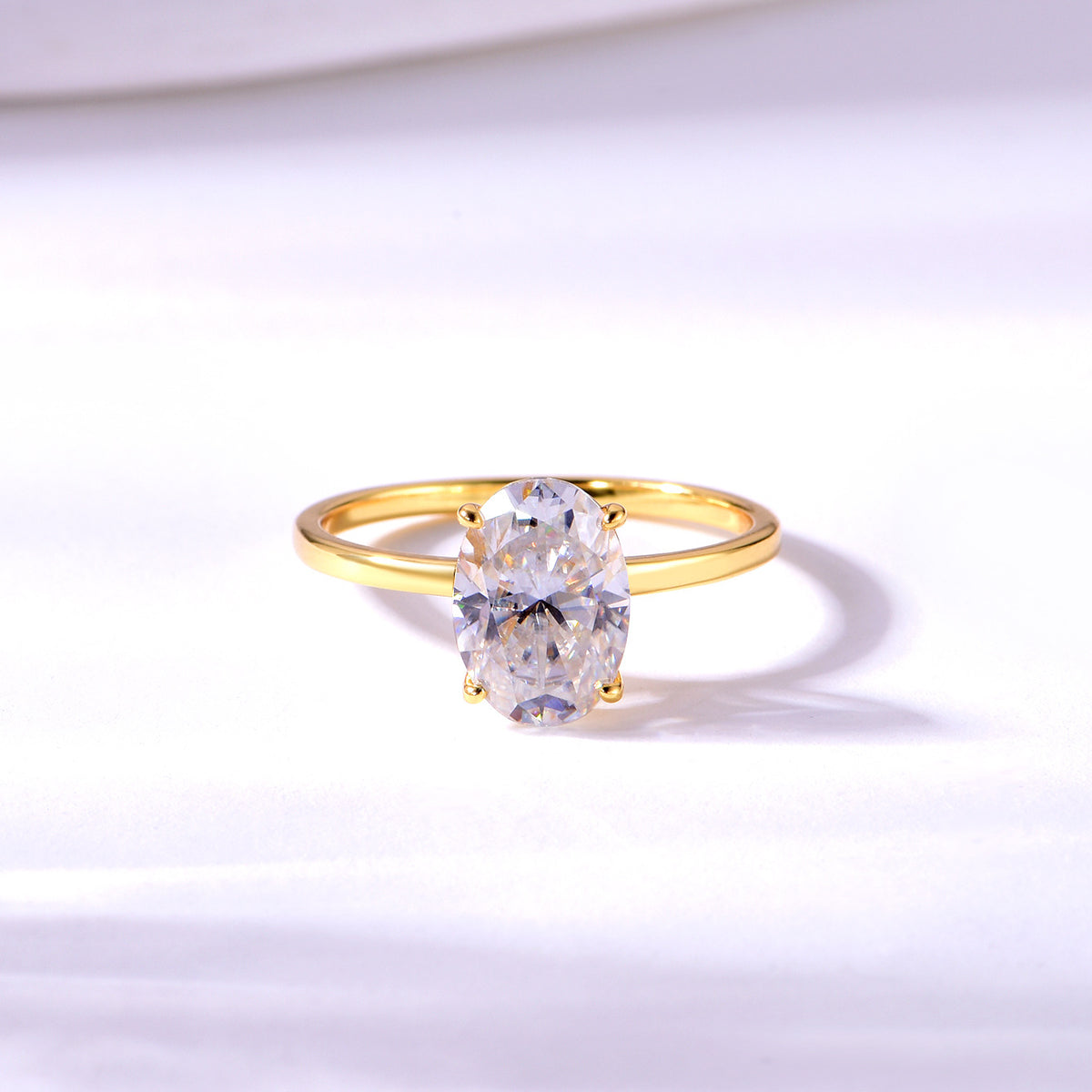 Oval Cut Moissanite 925 Sterling Silver Four Prong  Solitaire Ring