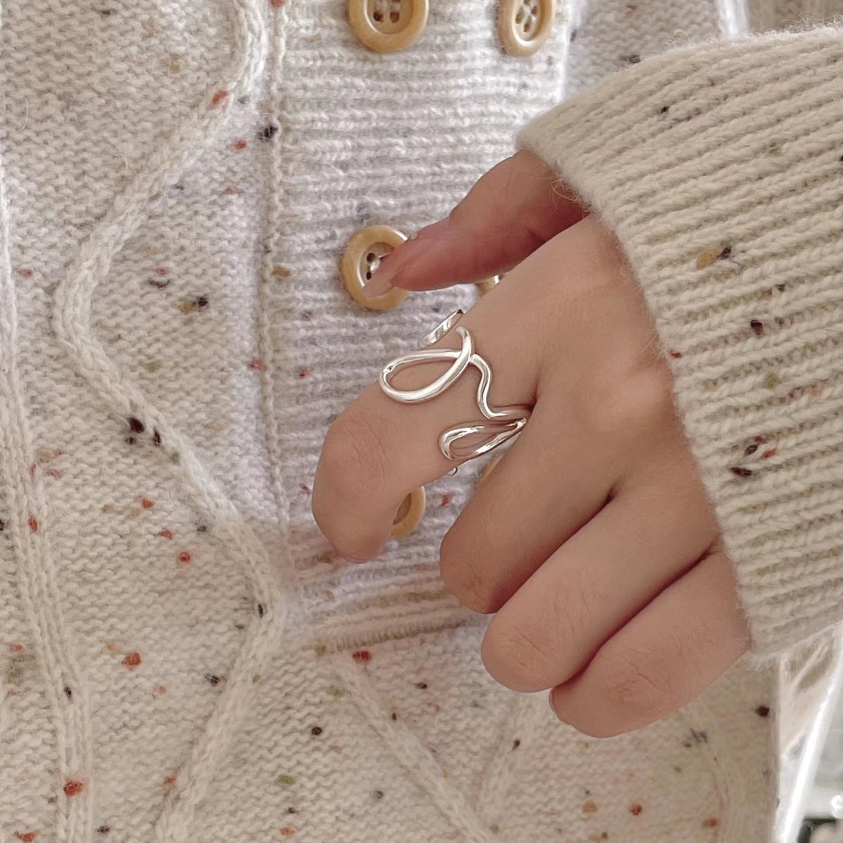 Elegant Heart Infinity Symbol Design 925 Sterling Silver Adjustable Ring