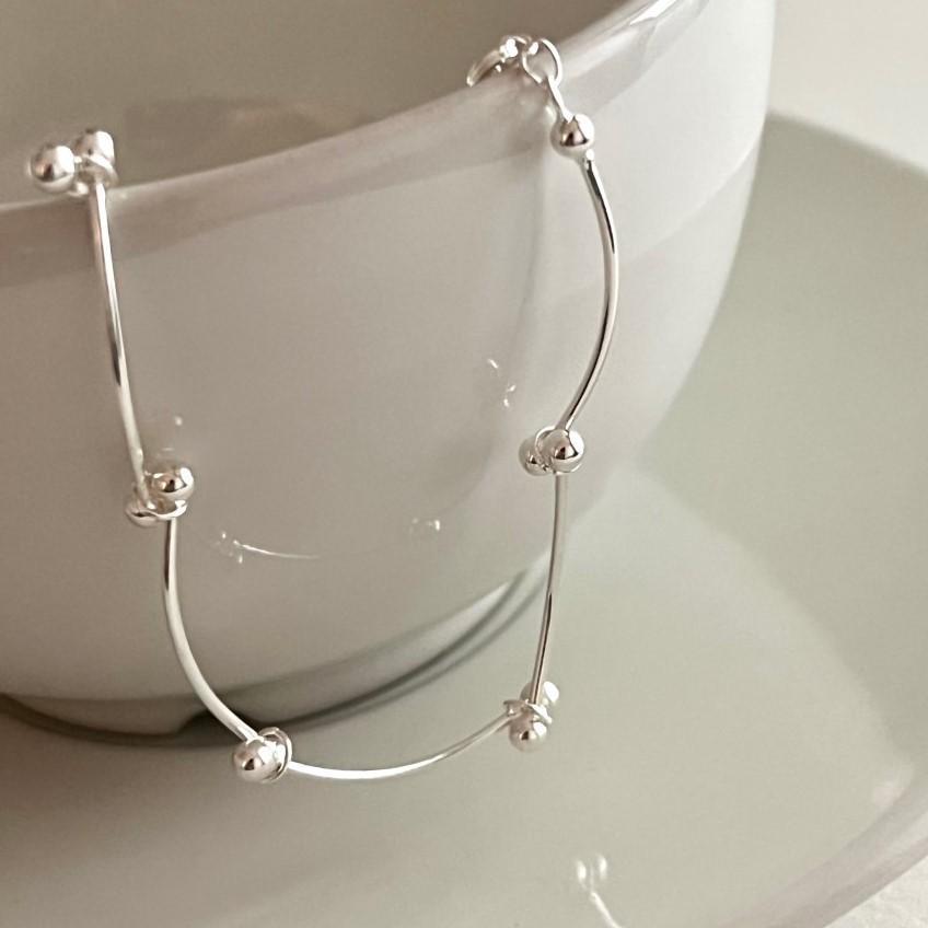 Office Irregular Beads 925 Sterling Silver Bracelet