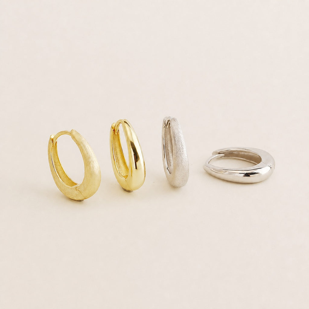 Pendientes,Aros Huggie Modernos en Plata Esterlina 925 en Forma de Lágrima