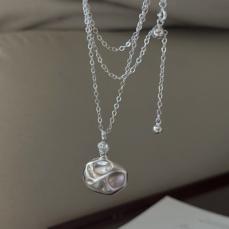 Minimalist Irregular Flask 925 Sterling Silver Pendant Long Sweater Chain Necklace
