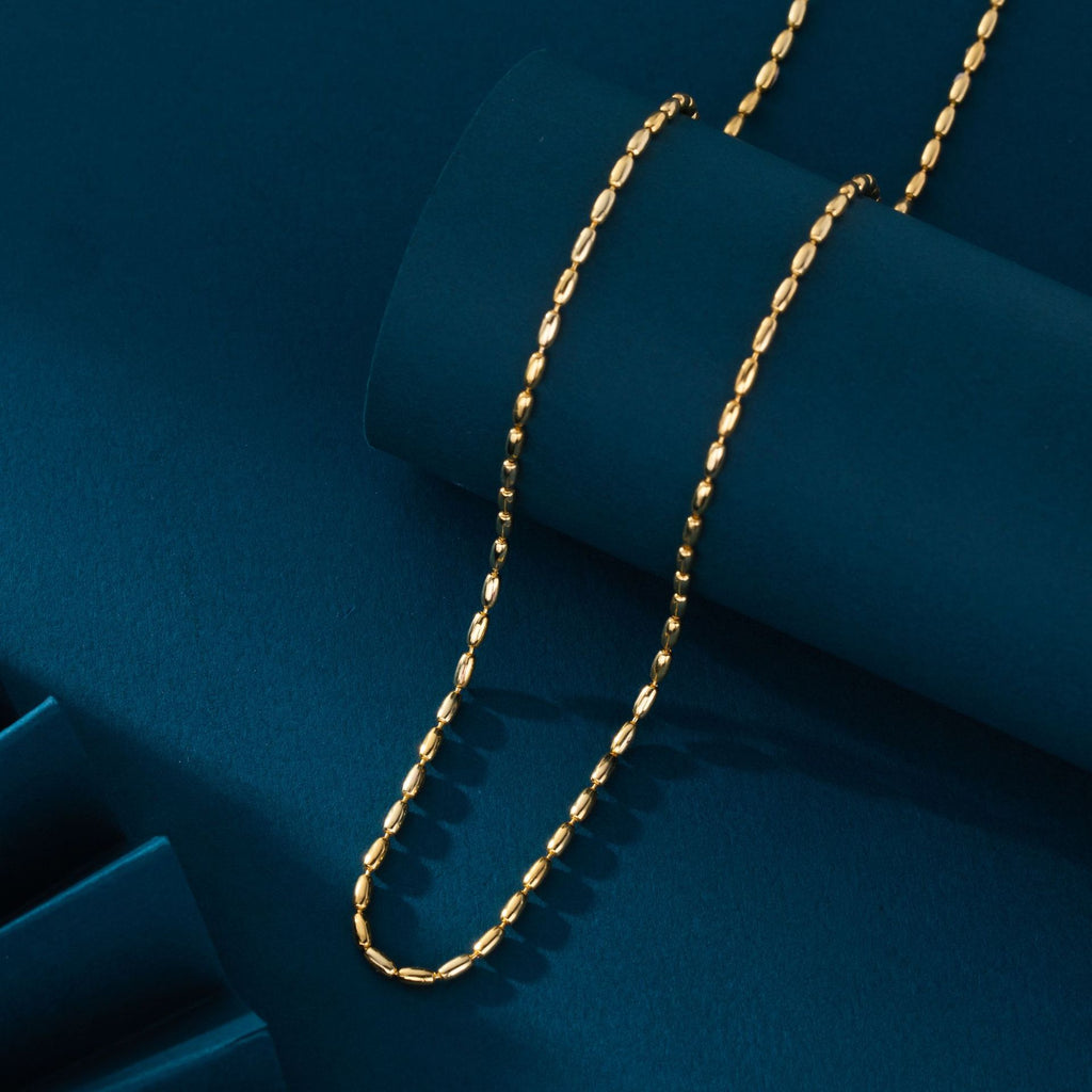 Elegant Minimalist Geometric  925 Sterling Silver Gold Plated Cubic Zirconia Design  Beaded Chain Necklace