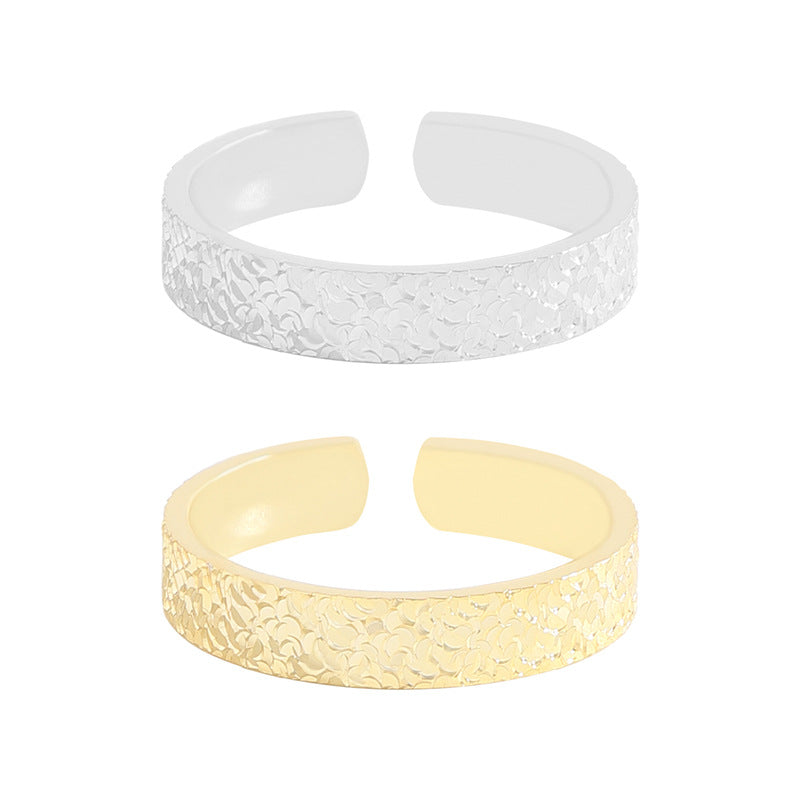 Minimalism Irregular Ice Pattern 925 Sterling Silver Adjustable Ring