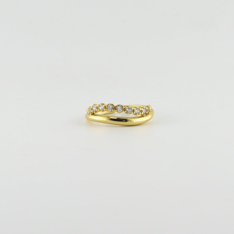 Geometric Design 925 Sterling Silver Cubic Zirconia Elegant Adjustable Open Ring