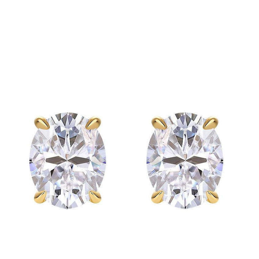 Elegant Geometric Moissanite 18K Gold Plated 925 Sterling Silver Stud Earrings