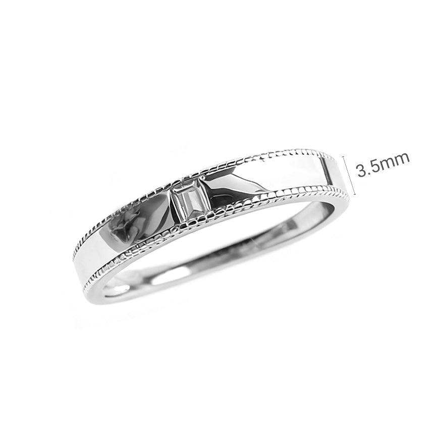 Chic Timeless Square Zircon Matching Bands for Men Women Silver S925 Sterling Silver Pair Couple Rings