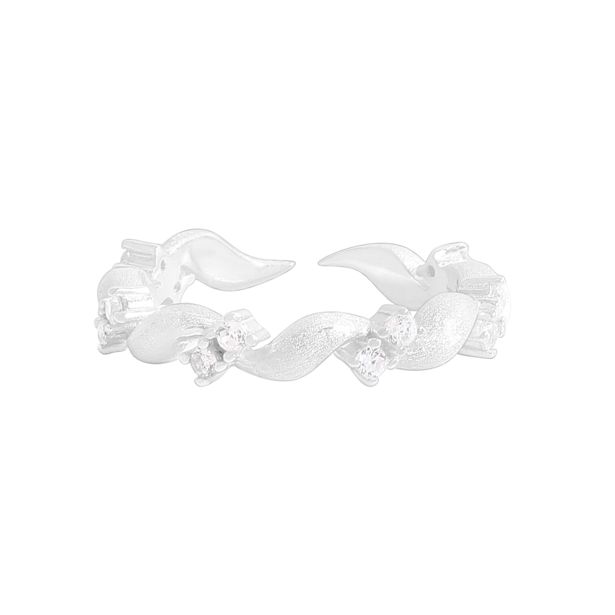 Anniversary Drawing Twisted CZ 925 Sterling Silver Adjustable Ring