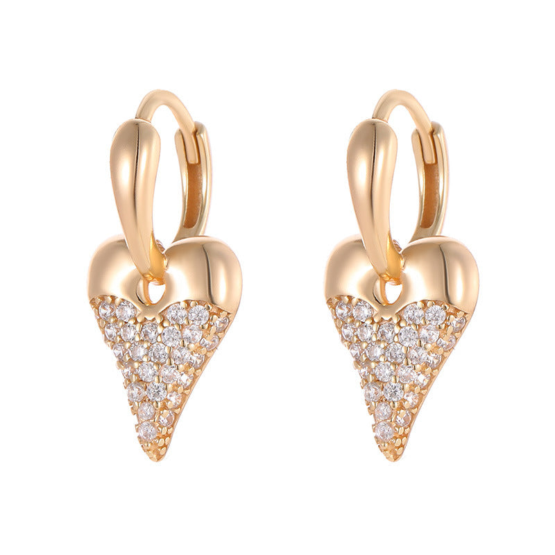 Luxury Elegant Style 925 Sterling Silver Heart Shape Cubic Zirconia Hoop Earrings