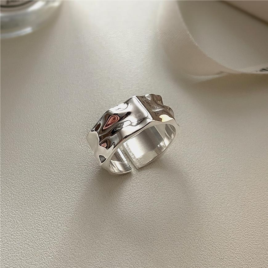 Modern Geometric Pattern Solid 925 Sterling Silver Adjustable Ring