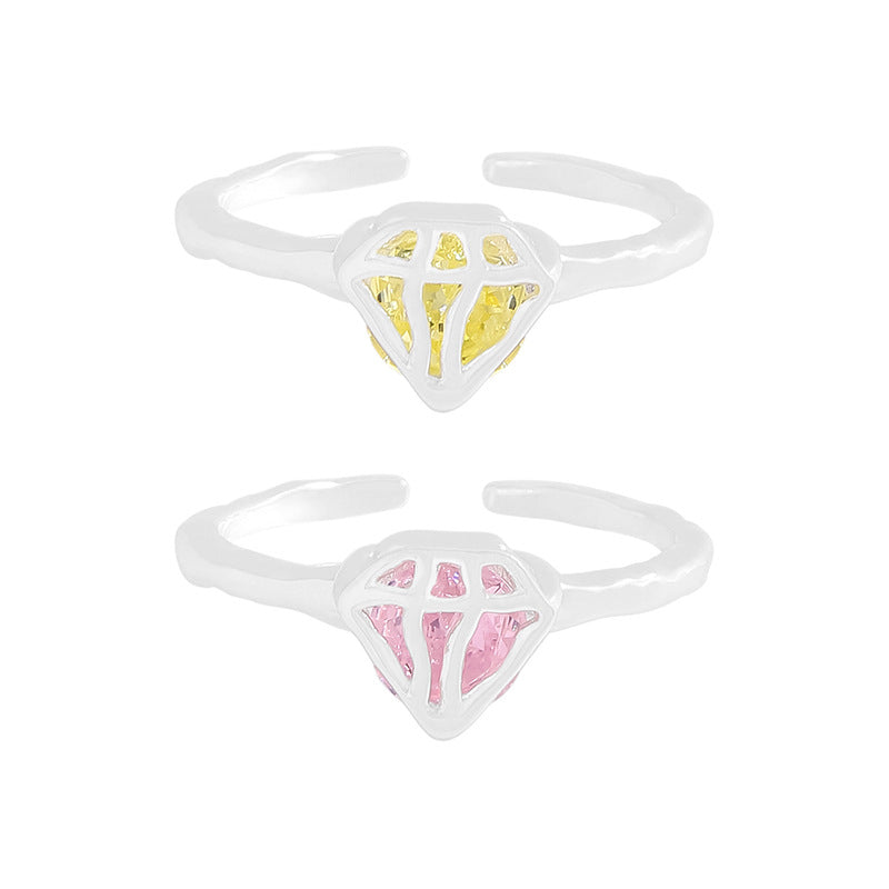 Elegant Irregular CZ Trillion 925 Sterling Silver Adjustable Ring