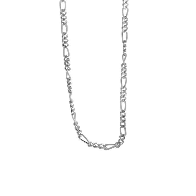 Collar de cadena Geométrica Figaro Trenzada de Metal Puro de Plata Esterlina 925