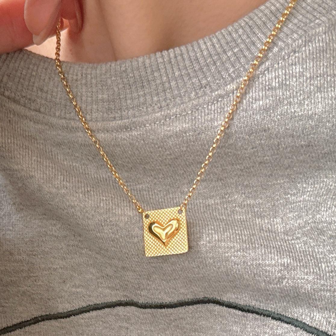 Vintage Square Heart 925 Sterling Silver Necklace