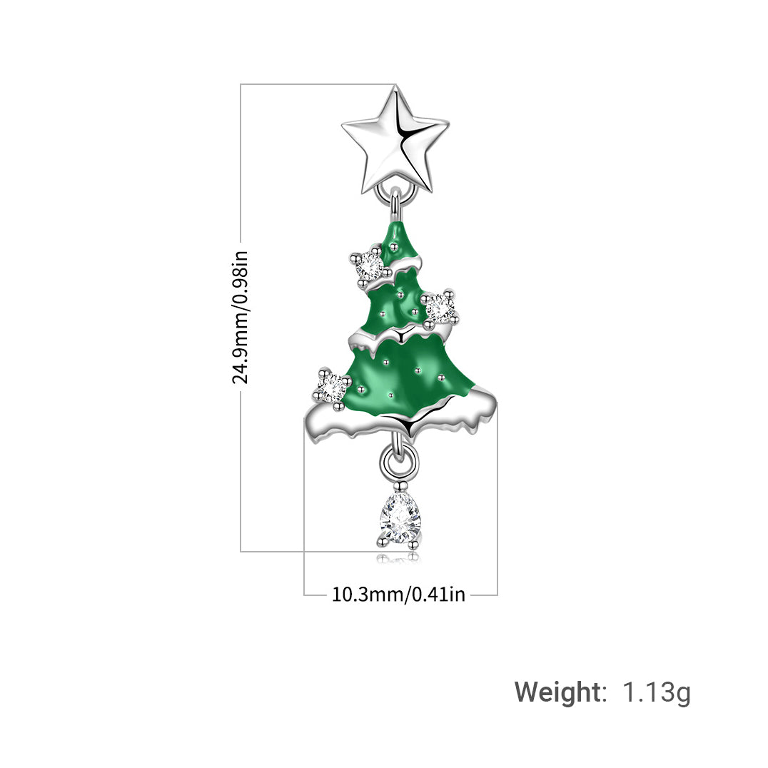 Festive Christmas Tree Enamel Fashion Holiday Gift Pendant Jewelry S925 Sterling Silver Pendant Necklace