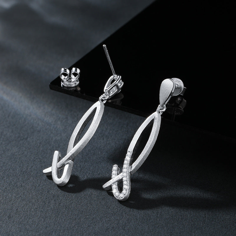 Geometric shape mermaid tail pendant 925 sterling silver drop-style dangle long Earrings