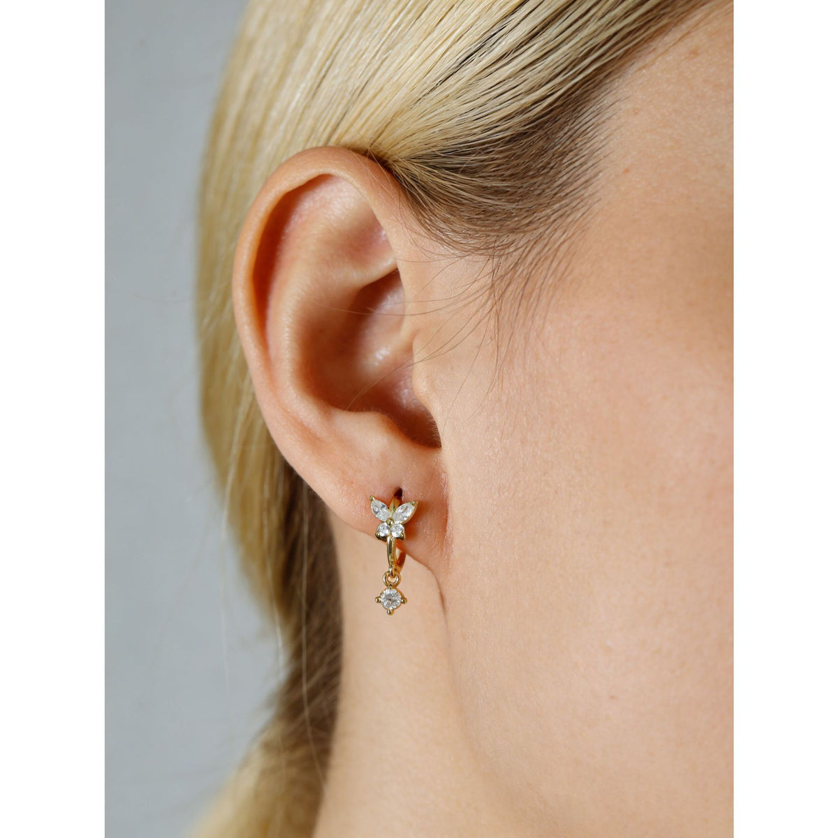 Butterfly Teardrop-Shaped Cubic Zirconia 925 Sterling Silver Earrings
