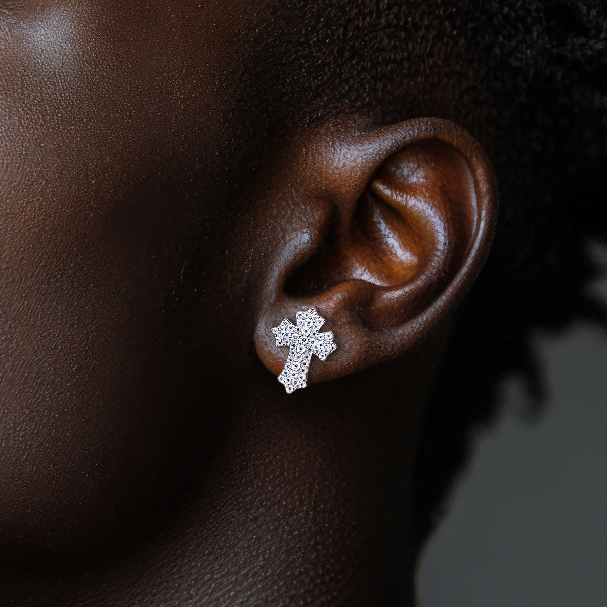 Cross Shaped Cubic Zirconia 925 Sterling Silver Earrings