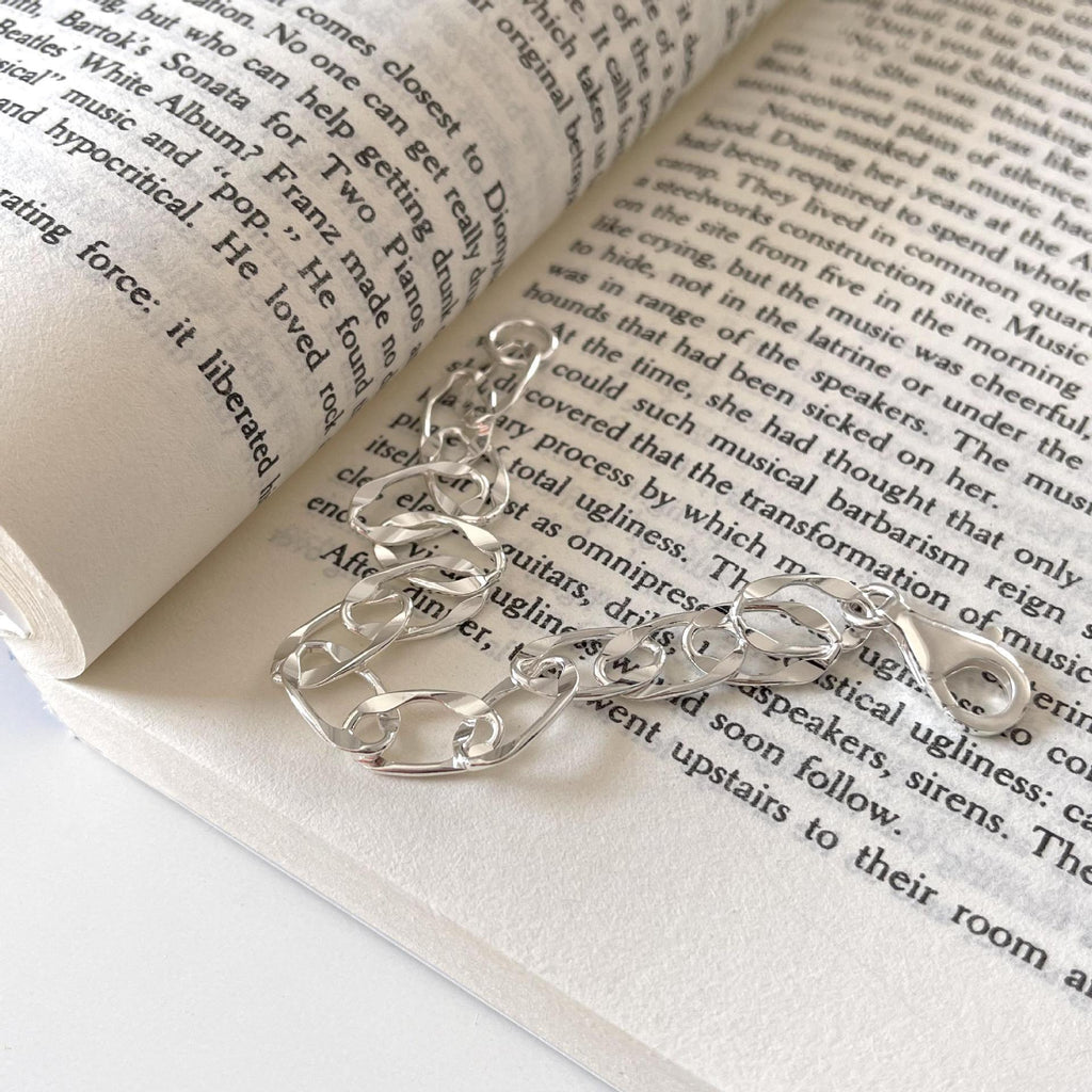 Modern Women Hollow Curb Chain 925 Sterling Silver Bracelet