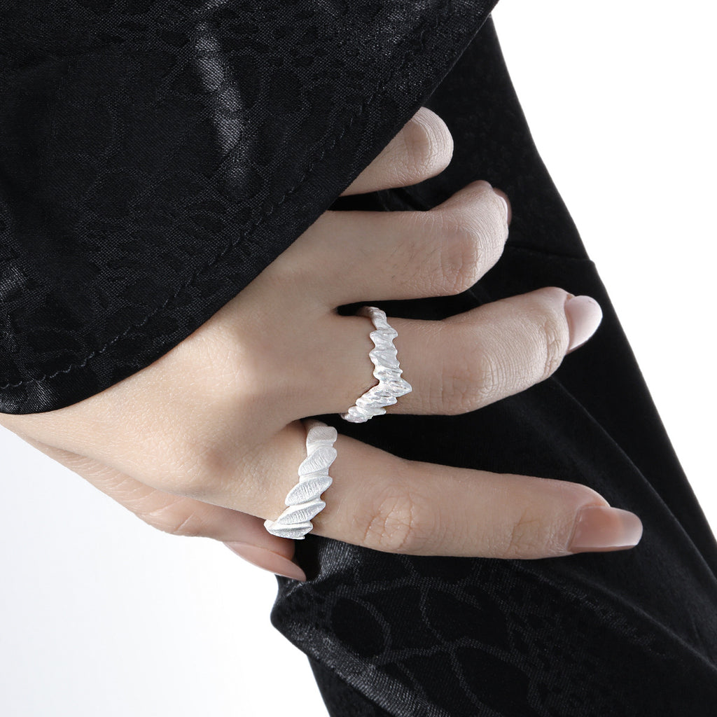 Office Irregular Lava 925 Sterling Silver Adjustable Ring