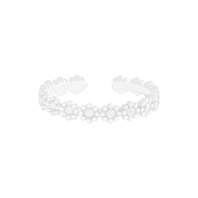 Girl Beautiful Flowers 925 Sterling Silver Adjustable Ring