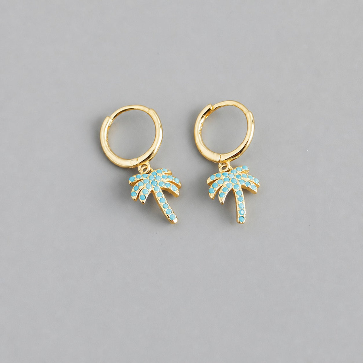 Summer Tropical Palm Tree-shaped Cubic Zirconia S925 Silver Hoop Earrings