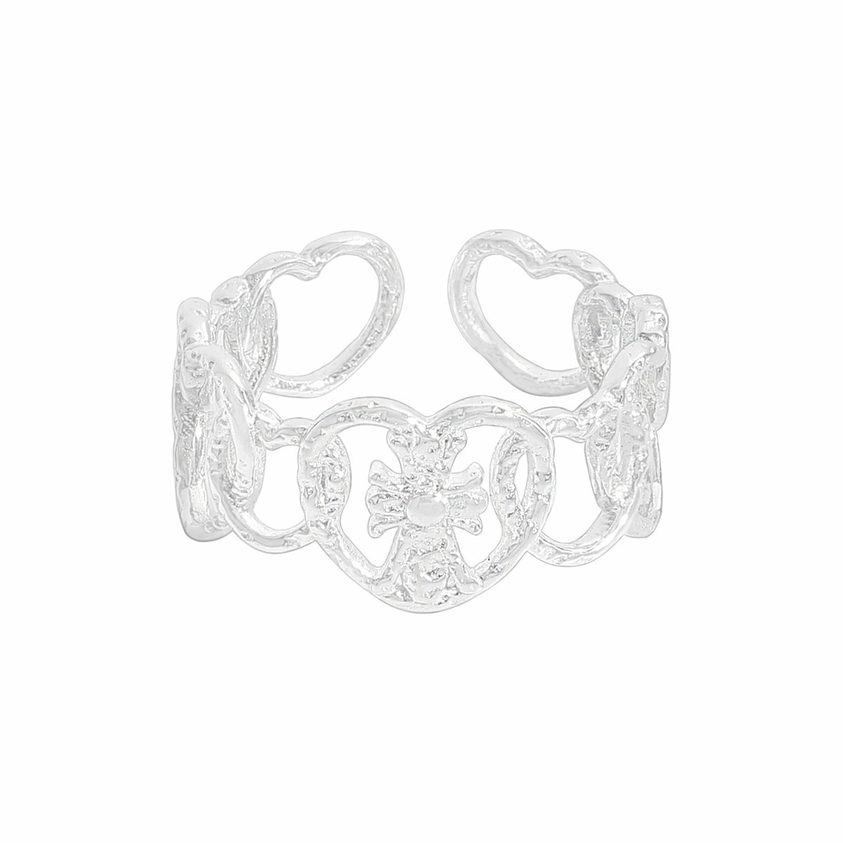 Elegant Hollow Crown Heart By Heart 925 Sterling Silver Adjustable Ring