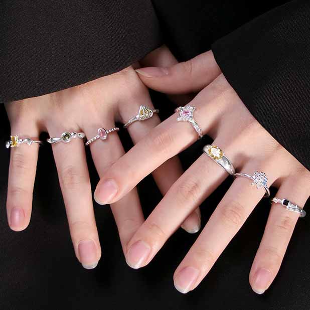 Holiday Irregular CZ Firework 925 Sterling Silver Adjustable Ring